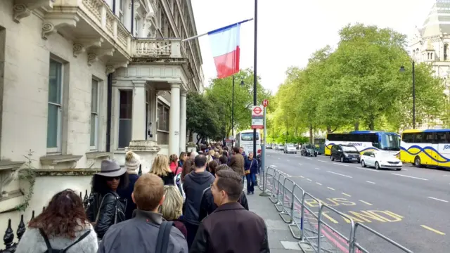 The queue outside the French consulate