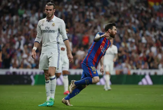 Lionel Messi celebrates his goal