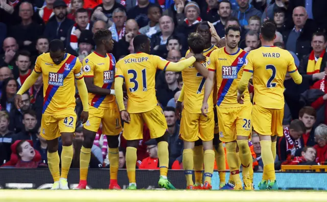 Crystal Palace celebrate their equaliser