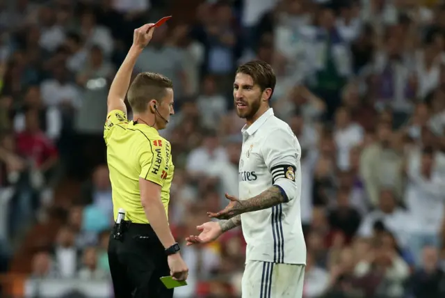 Sergio Ramos is sent off