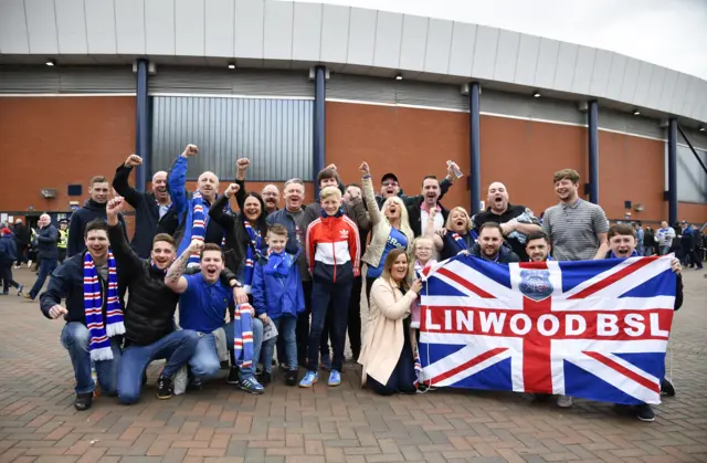 Rangers fans from Linwood are in good voice ahead of kick-off