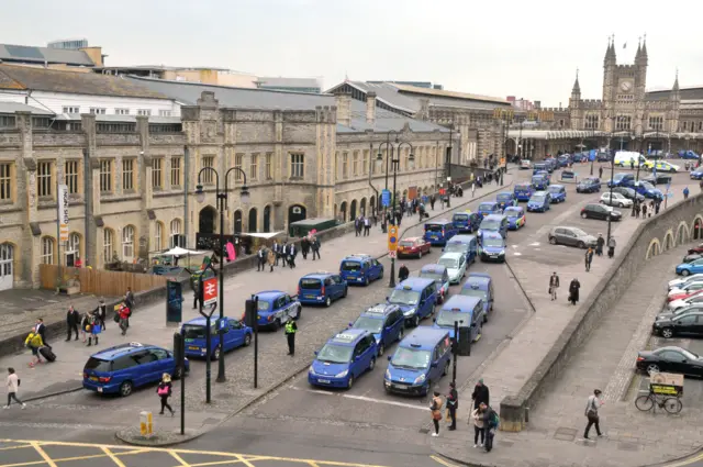 Taxi strike congestion at Temple Meads