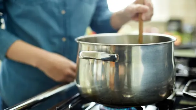 Pan on a gas stove