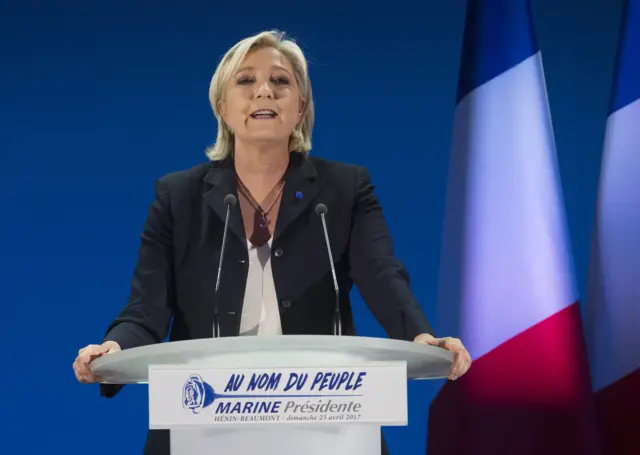 Marine Le Pen in northern France, 23 Apr 17