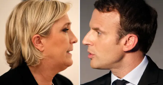 Marine Le Pen (left) and Emmanuel Macron