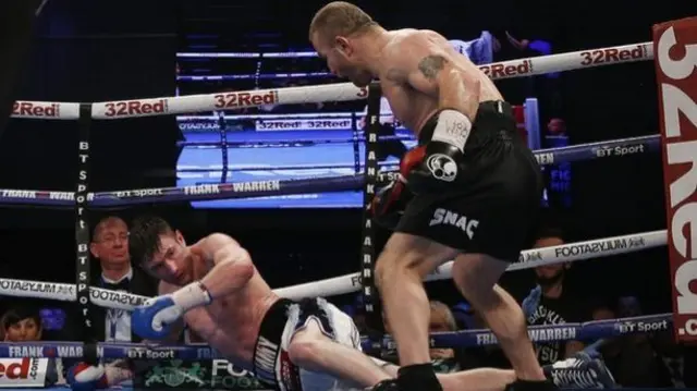 Tommy Langford and Avtandil Khurtsidze bout. Pic: Reuters