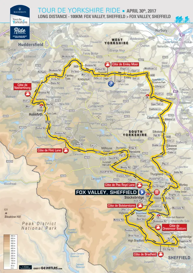 The 100km Ride route