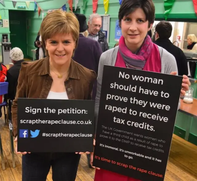 Nicola Sturgeon and Alison Thewliss at a Scrap the Rape Clause event