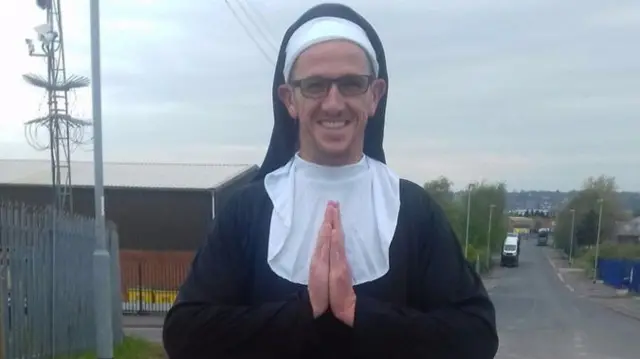 Daniel Jordan in nun costume