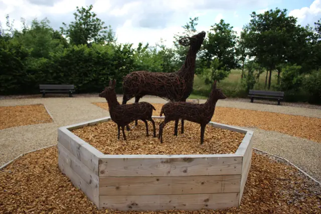 Three wicker deer