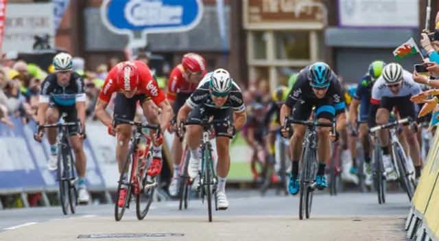 Cyclists racing