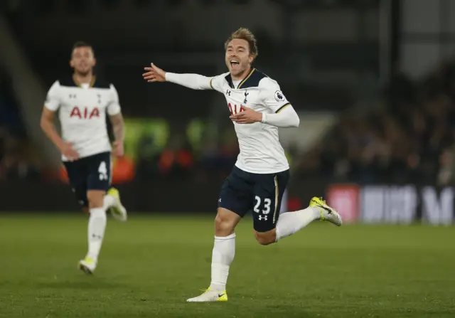 Christian Eriksen celebrates