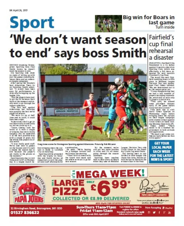 Bromsgrove advertiser back page