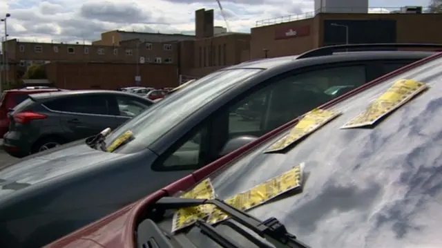 Parking tickets on cars