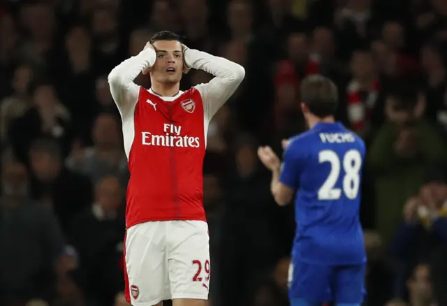 Granit Xhaka looks dejected