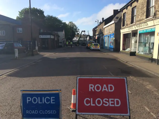 Road closed signs