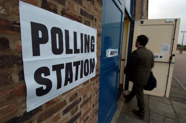 Man entering a polling station