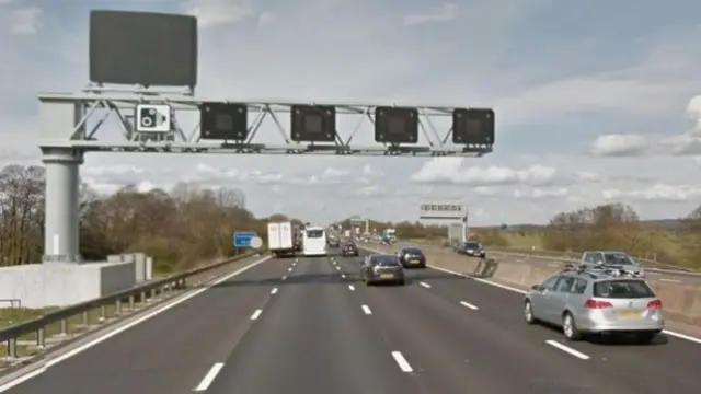 Signage over "smart motorway" section of M6