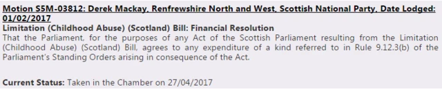 The Limitation (Childhood Abuse) (Scotland) Bill Financial Resolution