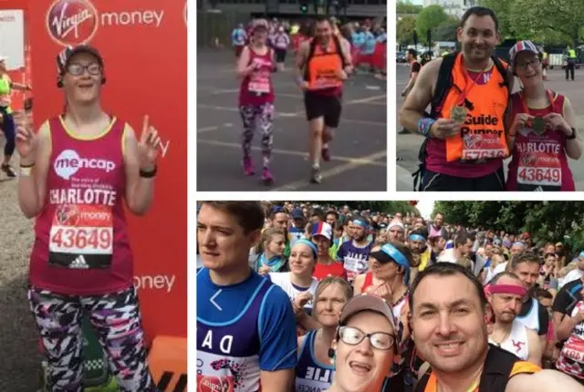 Charlotte Aspley, pictured with friend Neil Antcliffe at the London Marathon