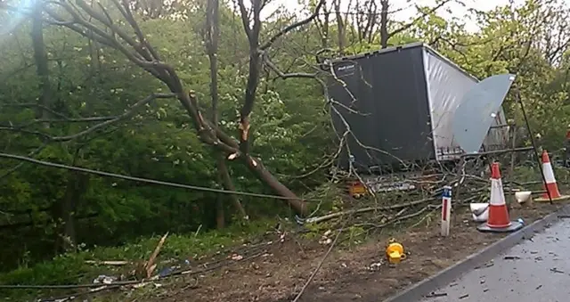 Lorry on side of M1