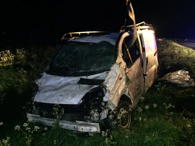 Van in ditch