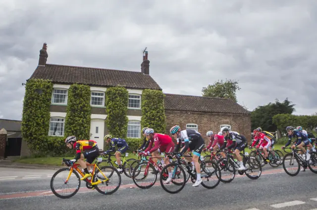 Riders cycle through Ruston Parva