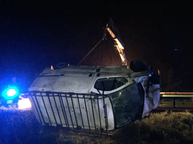 Van in ditch