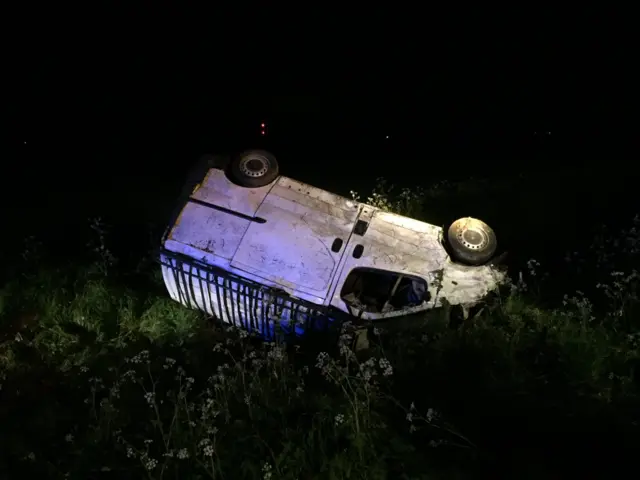 Van in ditch