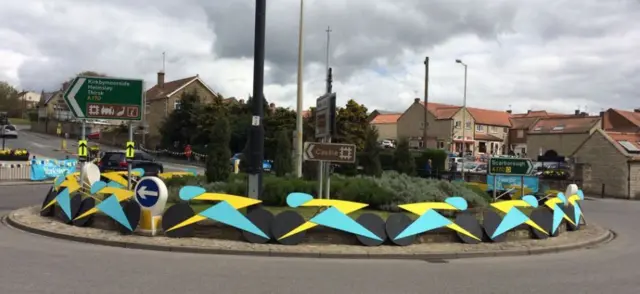 Tour de Yorkshire themed roundabout in Pickering