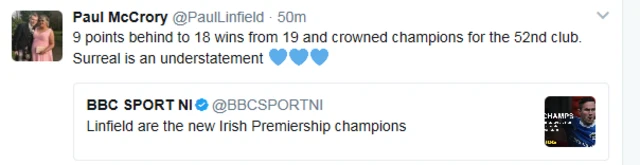 Linfield tweet