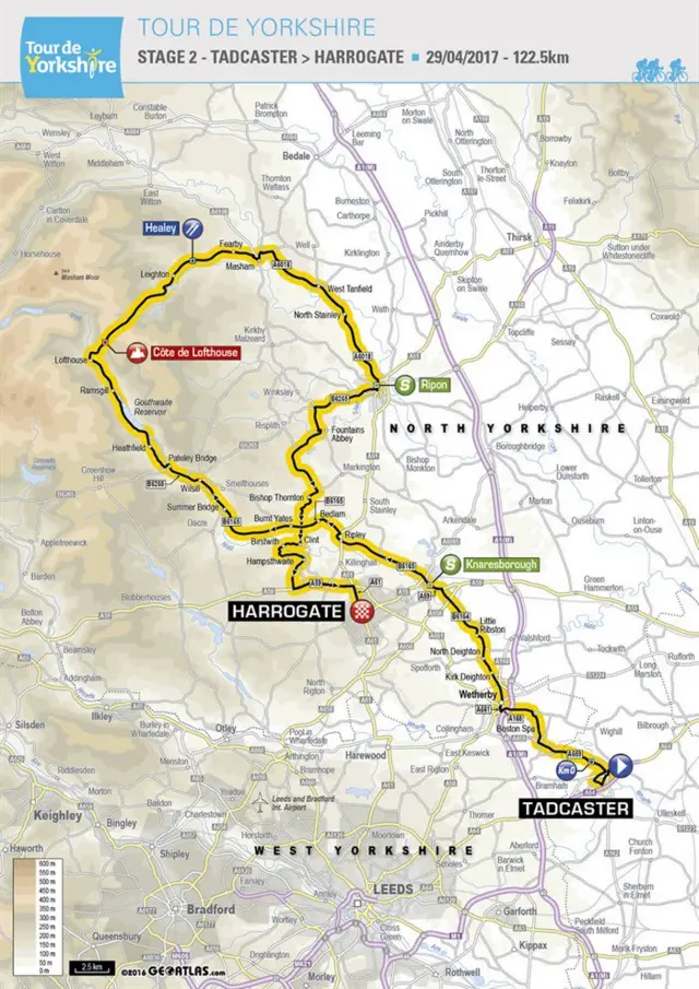 Tour de Yorkshire stage two route