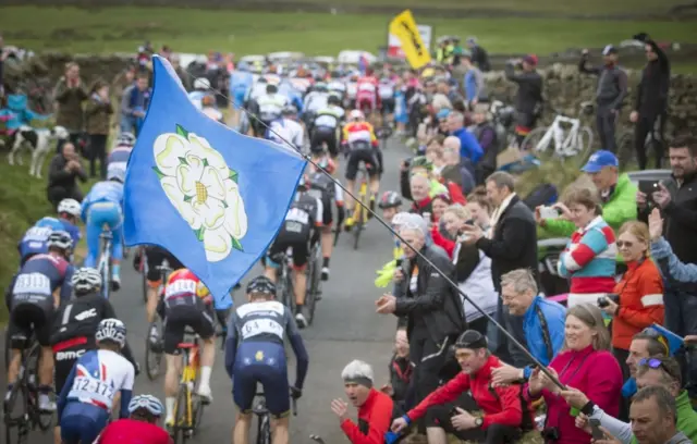 Competitors cycle up the Cota de Lofthouse during Stage Two of the Tour de Yorkshire