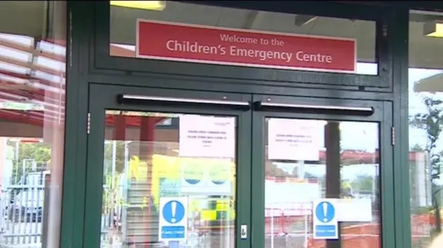 
          Entrance to children's emergency centre at Stafford County Hospital
        