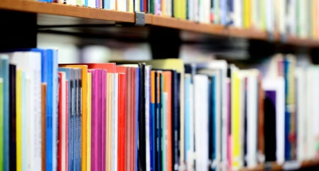 library books on a shelf