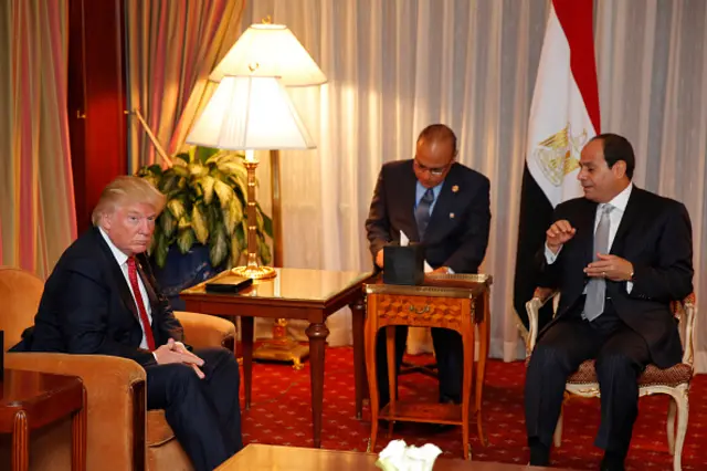 
          Donald Trump (L) meets with Egyptian President Abdel Fattah el-Sisi
        