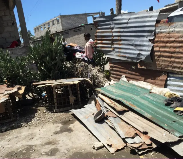 Roof destroyed by hurricane