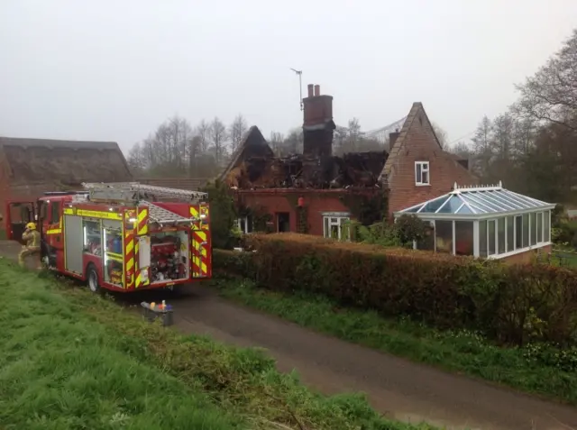 Fire appliance outside the fire damaged property