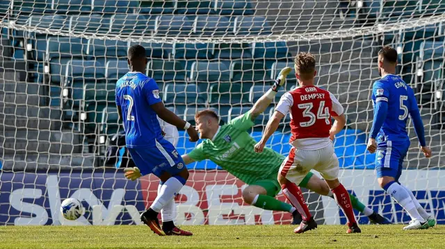 Kyle Dempsey scores for Fleetwood against Gillignham