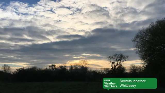 Sun rising over Whittlesey