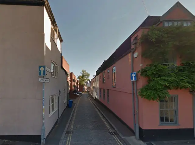 
          A view of Ten Bell Lane, leading to Ten Bell Court, off Pottergate in Norwich
        