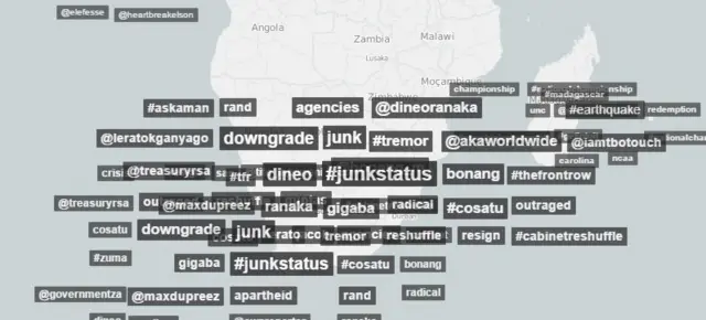 Map shows #junkstatus trending in South Africa