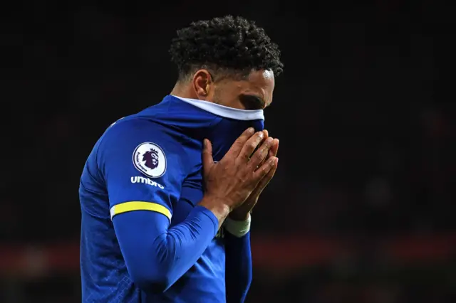 Ashley Williams of Everton is dejected