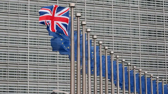 UK flag outside the European Commission in Brussels