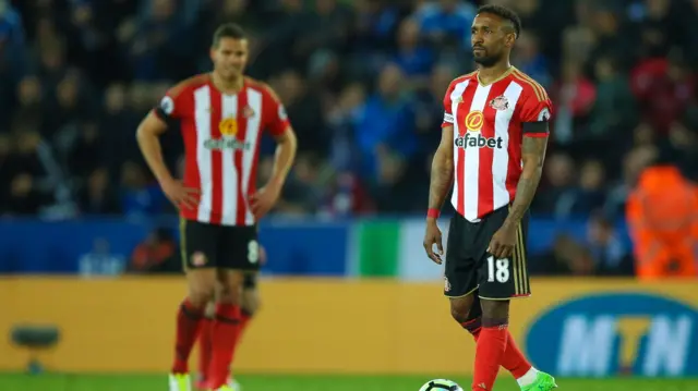 A disconsolate Sunderland forward Jermain Defoe