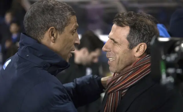 Chris Hughton (left) and Gianfranco Zola