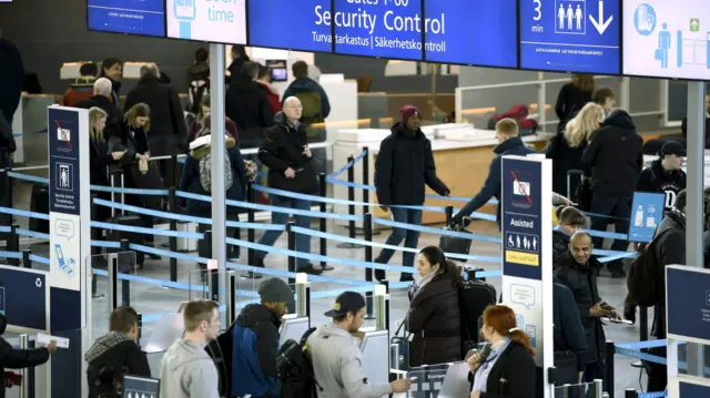 Security checks at Helsinki airport