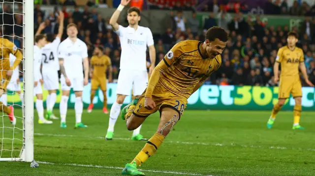 Dele Alli of Tottenham Hotspur celebrates