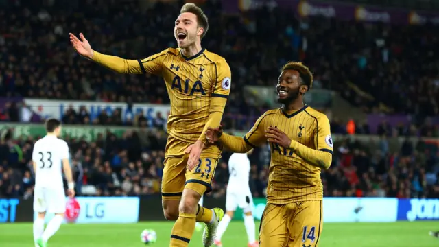 Christian Eriksen of Tottenham Hotspur celebrates