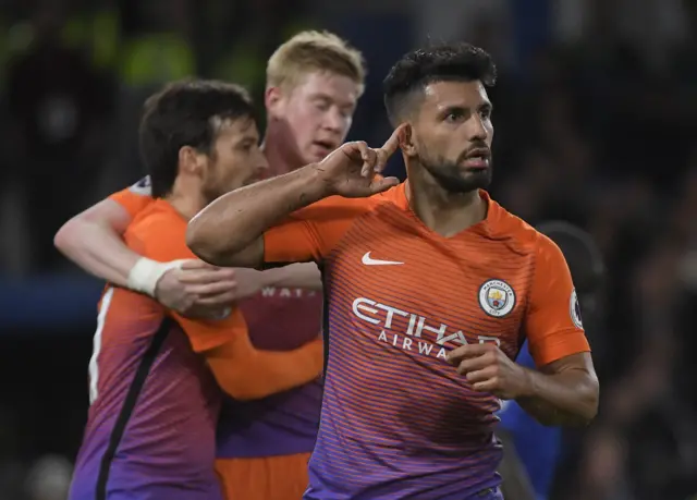 Sergio Aguero celebrates